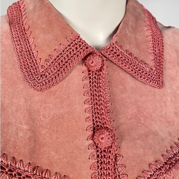 Used Dressbarn pink leather patchwork jacket - Picture 6 of 7